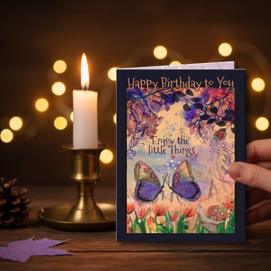 Vibrant Enjoy the Little Things Butterfly Birthday Karte