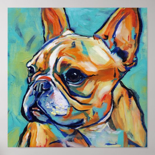 Vibrant Expressionist Frenchie Pop Art Portrait Poster (Vorne)