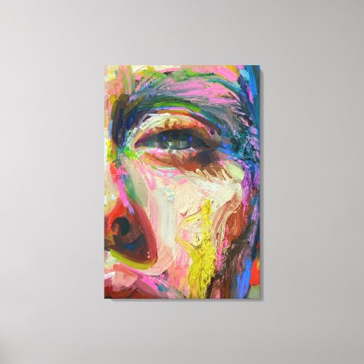 Vibrant Expressionist Portrait – Textured Abstract Leinwanddruck (Vorderseite)
