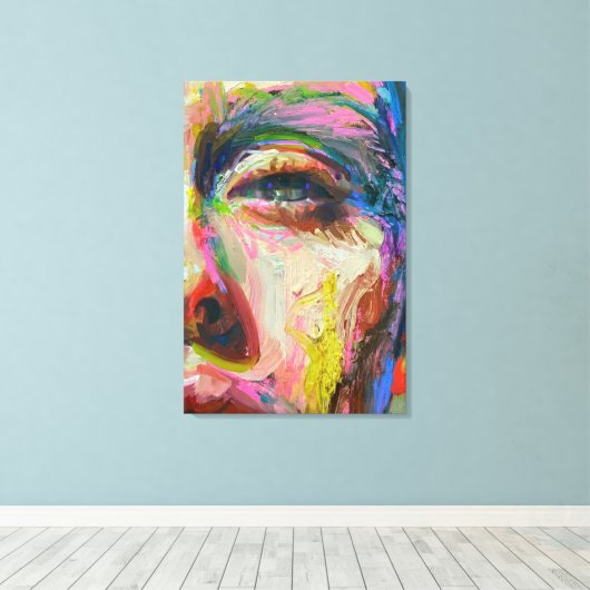 Vibrant Expressionist Portrait – Textured Abstract Leinwanddruck (Insitu (Holzboden))