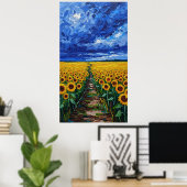 Vibrant Expressionist Sunflower Field Painting Poster (Heimbüro)