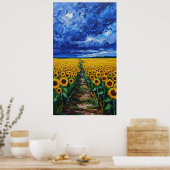Vibrant Expressionist Sunflower Field Painting Poster (Küche)