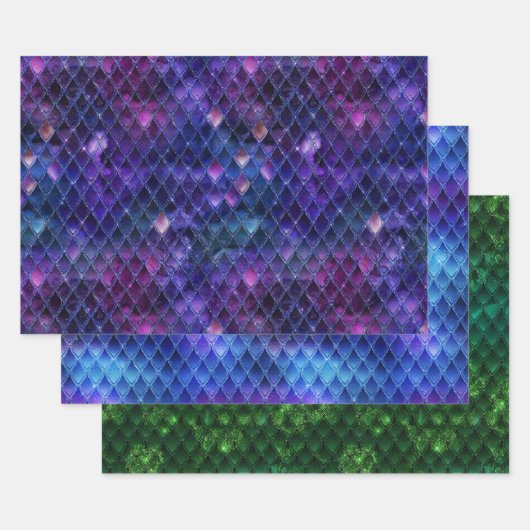 Vibrant Fantasy Dragon Scale Patterns Geschenkpapier Set (Set)