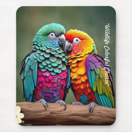"Vibrant Feathered Friends" Mousepad (Vorne)
