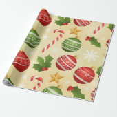 Vibrant Festive Christmas Ornaments and Candy Cane Geschenkpapier (Ungerollt)