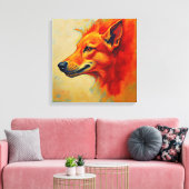 Vibrant Fiery Fox or Wolf Textured Impasto Leinwanddruck (Insitu (Wohnzimmer))