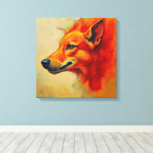 Vibrant Fiery Fox or Wolf Textured Impasto Leinwanddruck (Insitu (Holzboden))