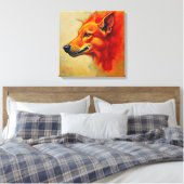 Vibrant Fiery Fox or Wolf Textured Impasto Leinwanddruck (Insitu (Schlafzimmer))