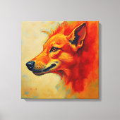Vibrant Fiery Fox or Wolf Textured Impasto Leinwanddruck (Vorderseite)