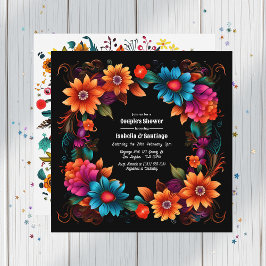 Vibrant Fiesta Floral Couple's Duschfest Einladung