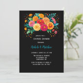 Vibrant Fiesta Wedding Bouquet Couples Dusche Einladung (Stehend Vorderseite)