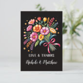 Vibrant Fiesta Wedding Bouquet Wedding Dankeskarte (Stehend Vorderseite)