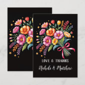 Vibrant Fiesta Wedding Bouquet Wedding Dankeskarte (Vorne/Hinten)