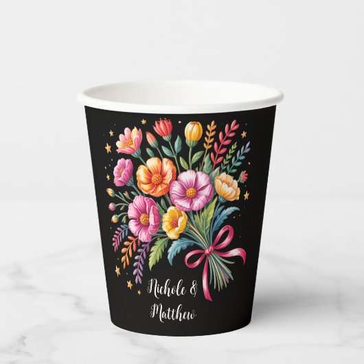 Vibrant Fiesta Wedding Bouquet Wedding Pappbecher (Vorderseite)