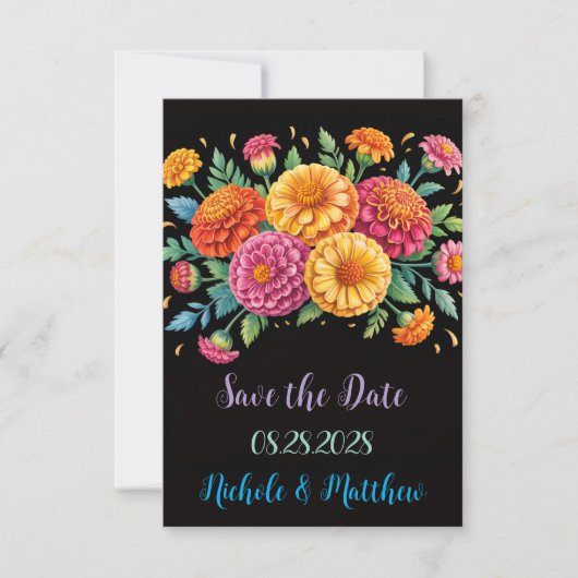 Vibrant Fiesta Wedding Bouquet Wedding Save The Date (Vorderseite)