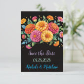 Vibrant Fiesta Wedding Bouquet Wedding Save The Date (Stehend Vorderseite)