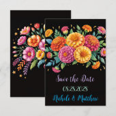 Vibrant Fiesta Wedding Bouquet Wedding Save The Date (Vorne/Hinten)