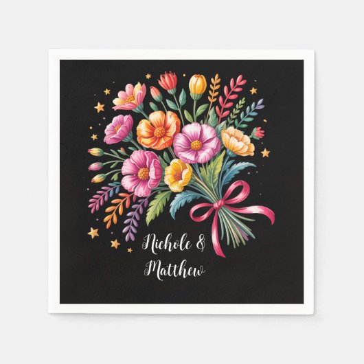 Vibrant Fiesta Wedding Bouquet Wedding Serviette (Vorderseite)