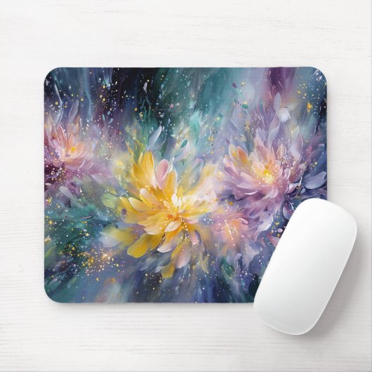Vibrant Floral Abstract Painting with Explosion Mousepad (Mit Mouse)