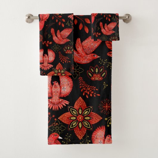  Vibrant floral and leafy pattern designs Badhandtuch Set (Insitu)