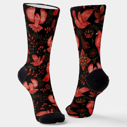  Vibrant floral and leafy pattern designs Socken (Gewinkelt)
