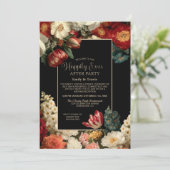 Vibrant Floral Black Happily Ever After Party Einladung (Stehend Vorderseite)