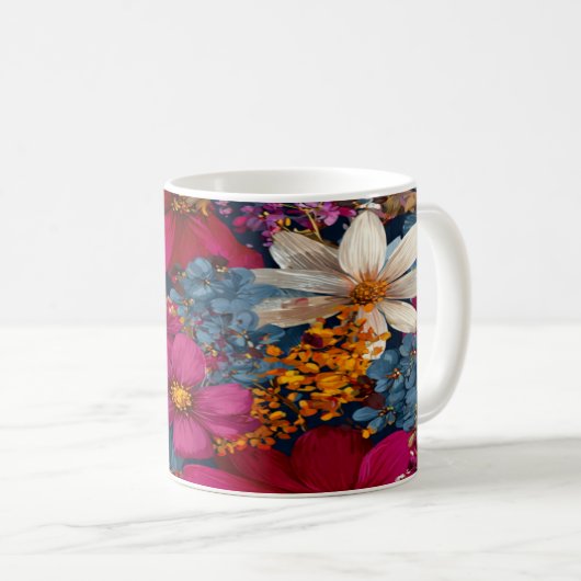 Vibrant Floral Burst Pattern Kaffeetasse (VorderseiteRechts)
