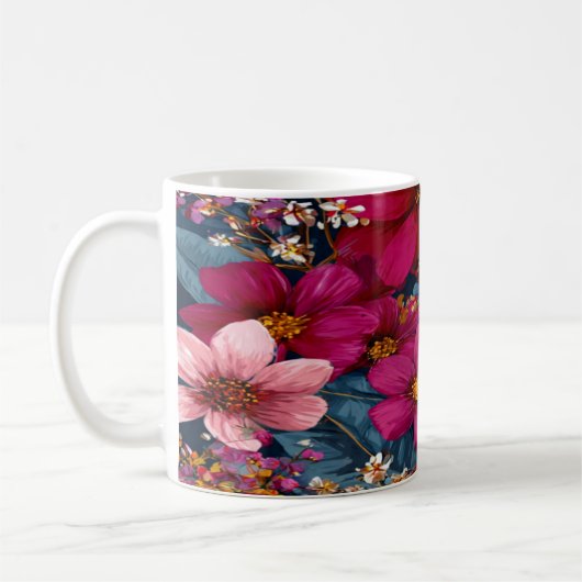 Vibrant Floral Burst Pattern Kaffeetasse (Links)