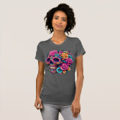 Vibrant Floral Day of the Dead Skull T-Shirt (Vorne ganz)