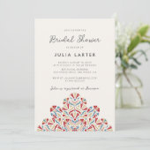 Vibrant Floral Delight Mandala Bridal Shower Einladung (Stehend Vorderseite)