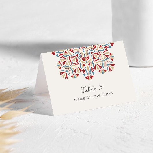 Vibrant Floral Delight Mandala Wedding Place Card  Tischnummer