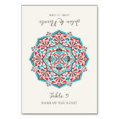 Vibrant Floral Delight Mandala Wedding Place Card Tischnummer (Vorderseite)