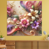 Vibrant Floral Extravaganza Canvas Art Leinwanddruck (Insitu (Wohnzimmer))