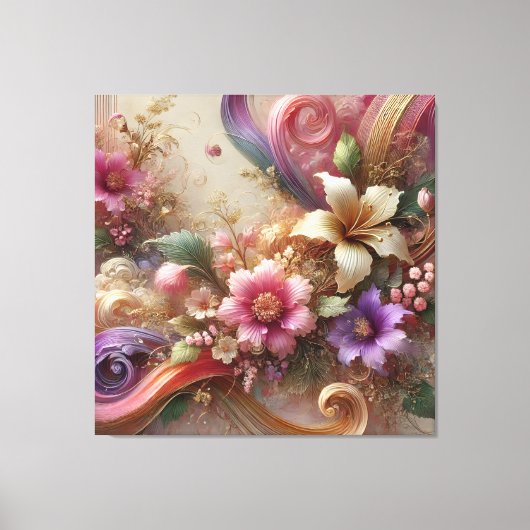 Vibrant Floral Extravaganza Canvas Art Leinwanddruck (Vorderseite)