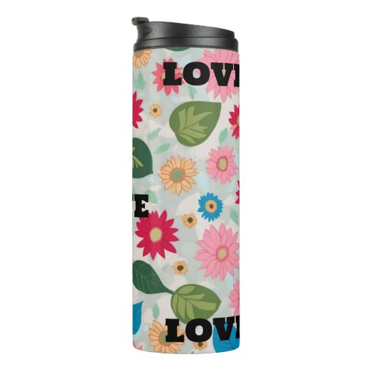 Vibrant Floral Garden Seamless Pattern - Cheerful Thermosbecher (Nach rechts gedreht)