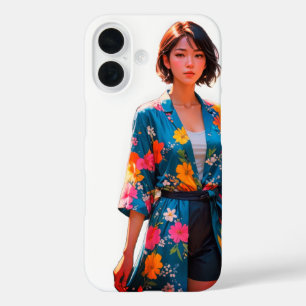 Vibrant floral Kimono iPhone 16 Fall Hülle