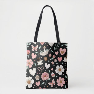 Vibrant Floral Mosaic Wird Gifwering Botanical Art Tasche