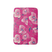 Vibrant Floral Pattern in Pink, White & Royal Blue Badematte (Vorderseite Vertikal)
