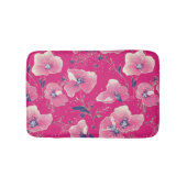 Vibrant Floral Pattern in Pink, White & Royal Blue Badematte (Vorderseite)