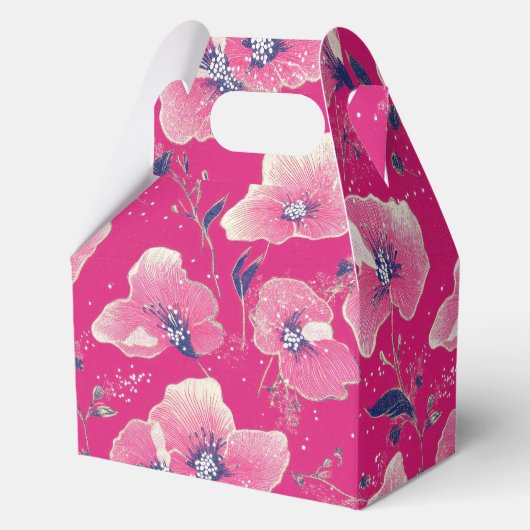 Vibrant Floral Pattern in Pink, White & Royal Blue Geschenkschachtel (Vorderseite)