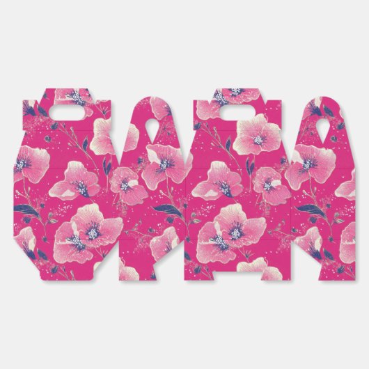 Vibrant Floral Pattern in Pink, White & Royal Blue Geschenkschachtel (Ungeklappt)