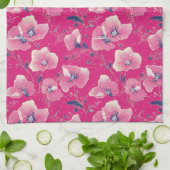Vibrant Floral Pattern in Pink, White & Royal Blue Geschirrtuch (Gefaltet)