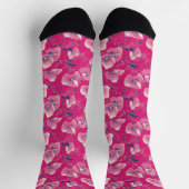 Vibrant Floral Pattern in Pink, White & Royal Blue Socken (Oben)