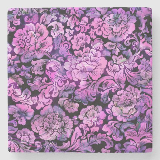 VIBRANT FLORAL PATTERN Stone Untersetzer (Vorderseite)