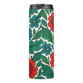 Vibrant Floral Pattern with Red and Teal Blooms Thermosbecher (Rückseite)