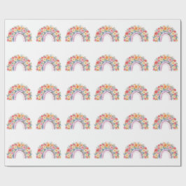 Vibrant Floral Rainbow Watercolor Birthday Geschenkpapier