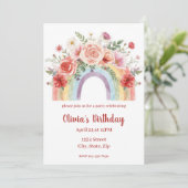 Vibrant Floral Rainbow Watercolor Birthday Party (Stehend Vorderseite)