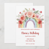 Vibrant Floral Rainbow Watercolor Birthday Party (Vorne/Hinten)