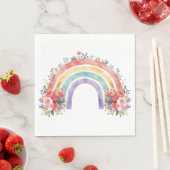Vibrant Floral Rainbow Watercolor Birthday Party Serviette (Beispiel)