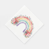 Vibrant Floral Rainbow Watercolor Birthday Party Serviette (Ecke)